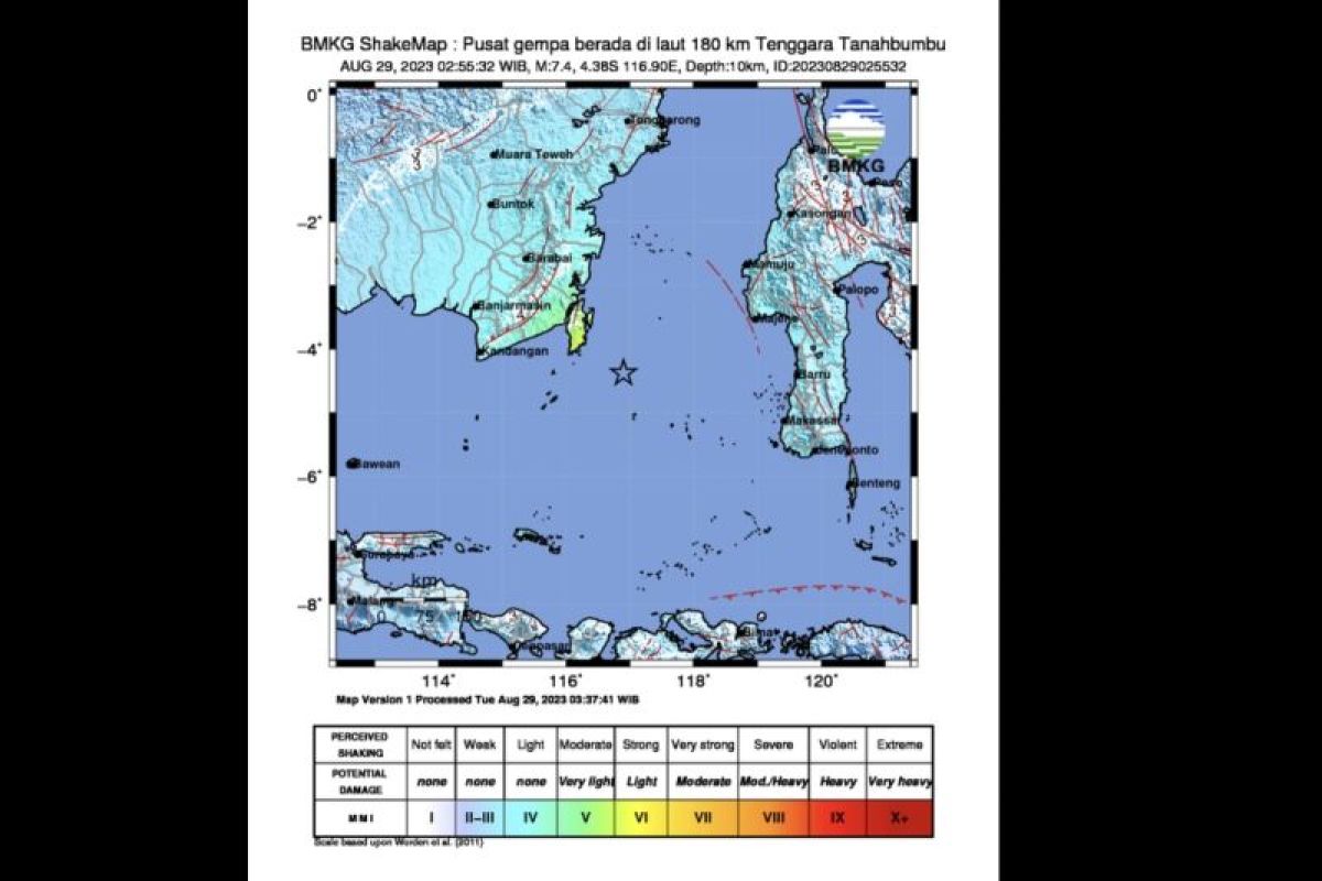 Tanah Bumbu Sulsel diguncang gempa bumi dengan magnitudo 7,4