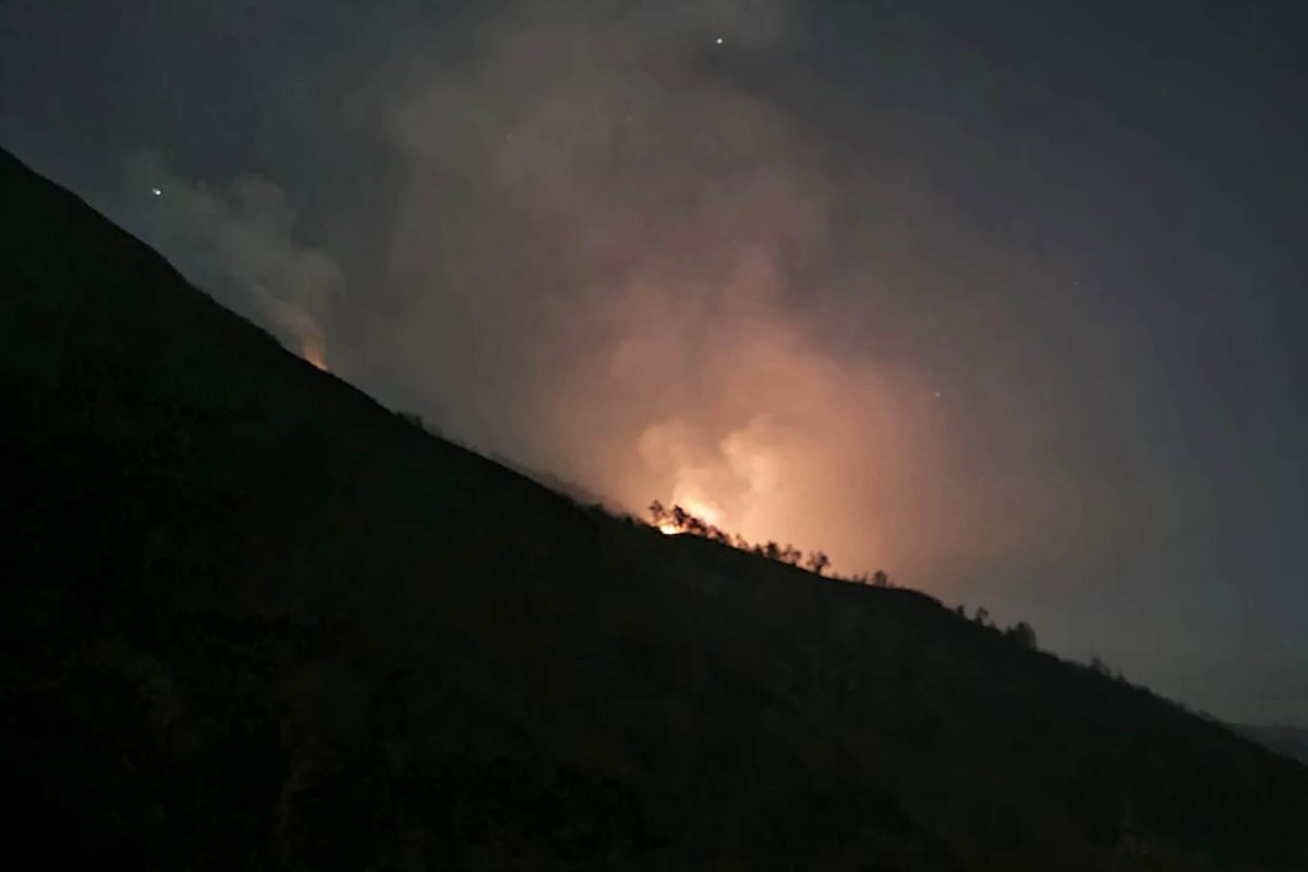 Pemadaman kebakaran Gunung Arjuno terkendala ketinggian dan angin