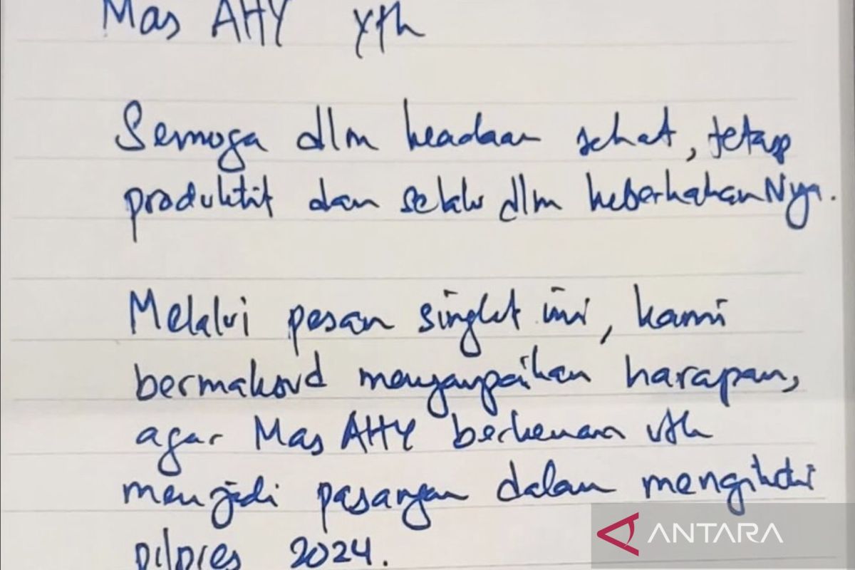 PD bagikan surat Anies harap AHY jadi cawapres