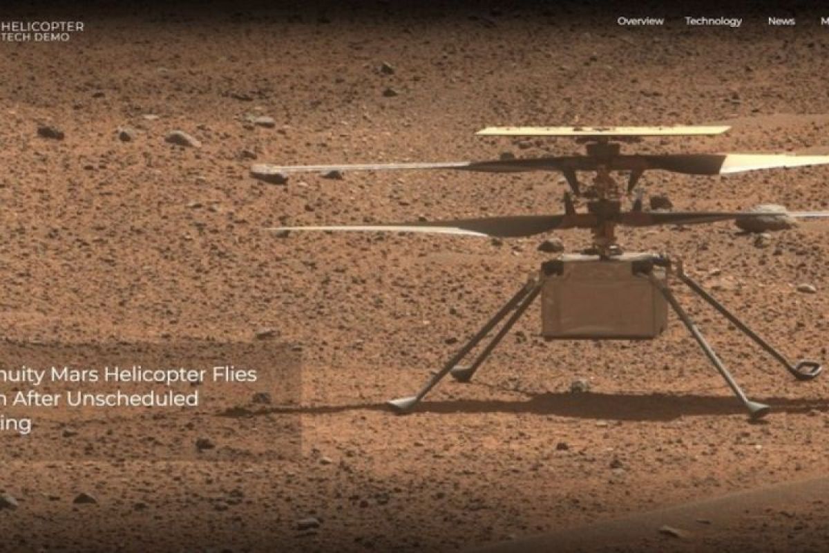 Helikopter Mars NASA telah rampungkan 56 penerbangan di Planet Merah