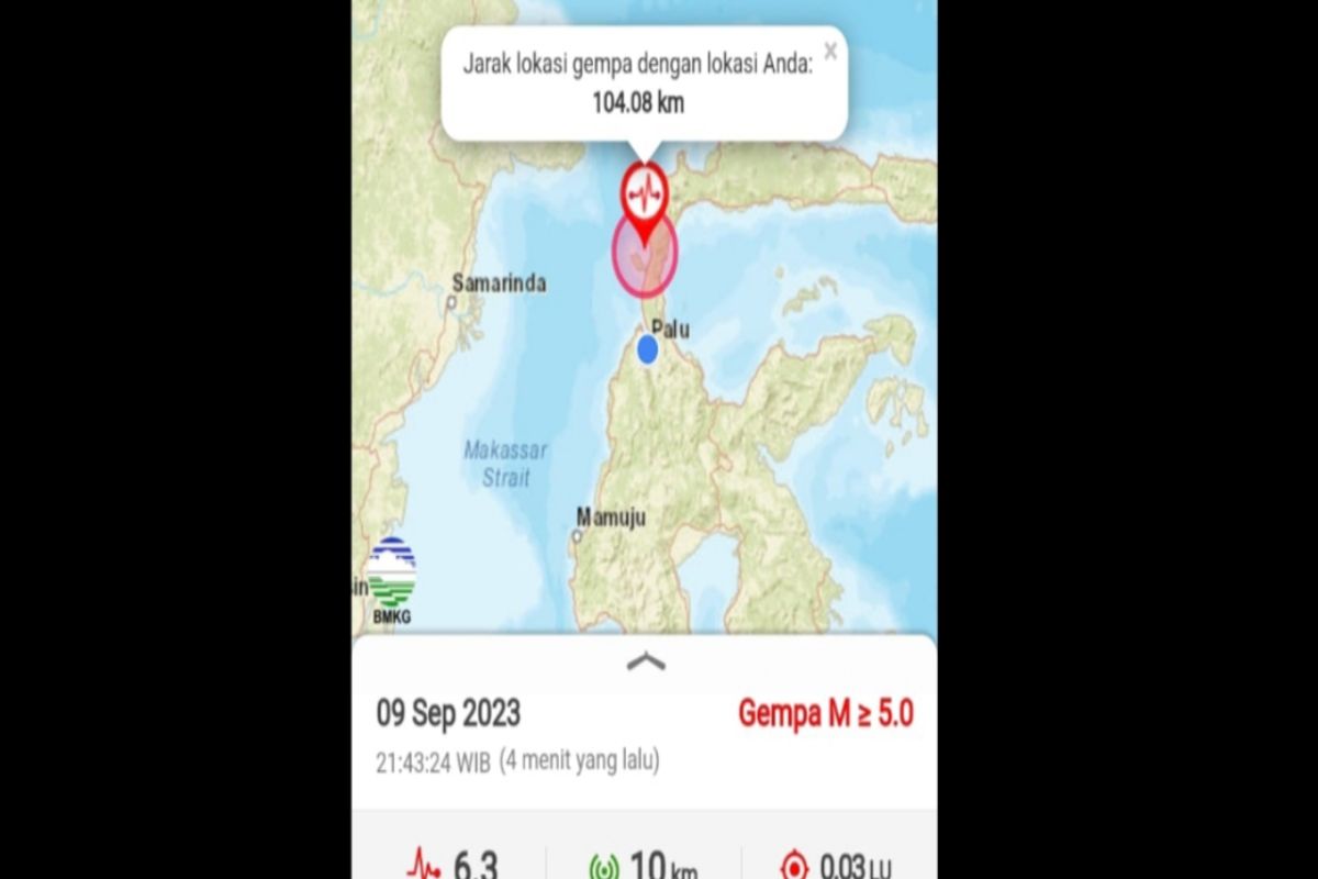 BMKG imbau warga Sulteng tetap tenang pascagempa magnitudo 6,3 guncang Donggala
