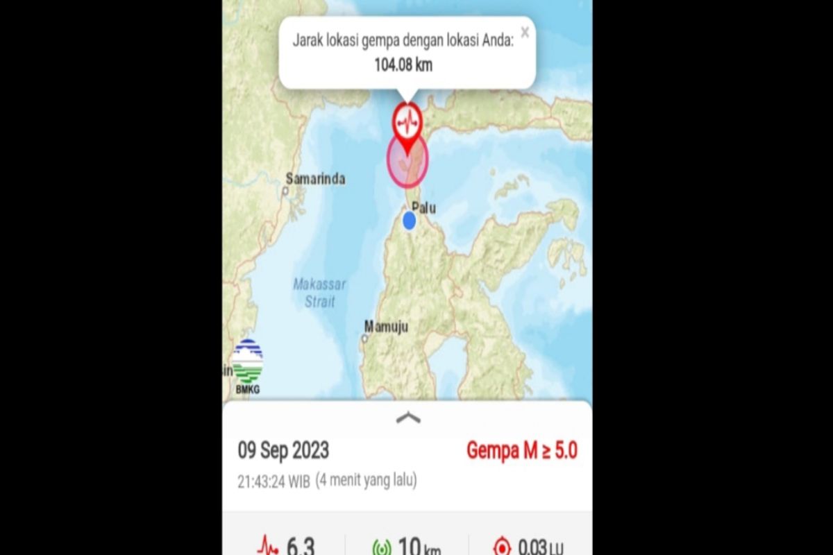 BMKG imbau warga Sulteng tetap tenang pascagempa magnitudo 6,3