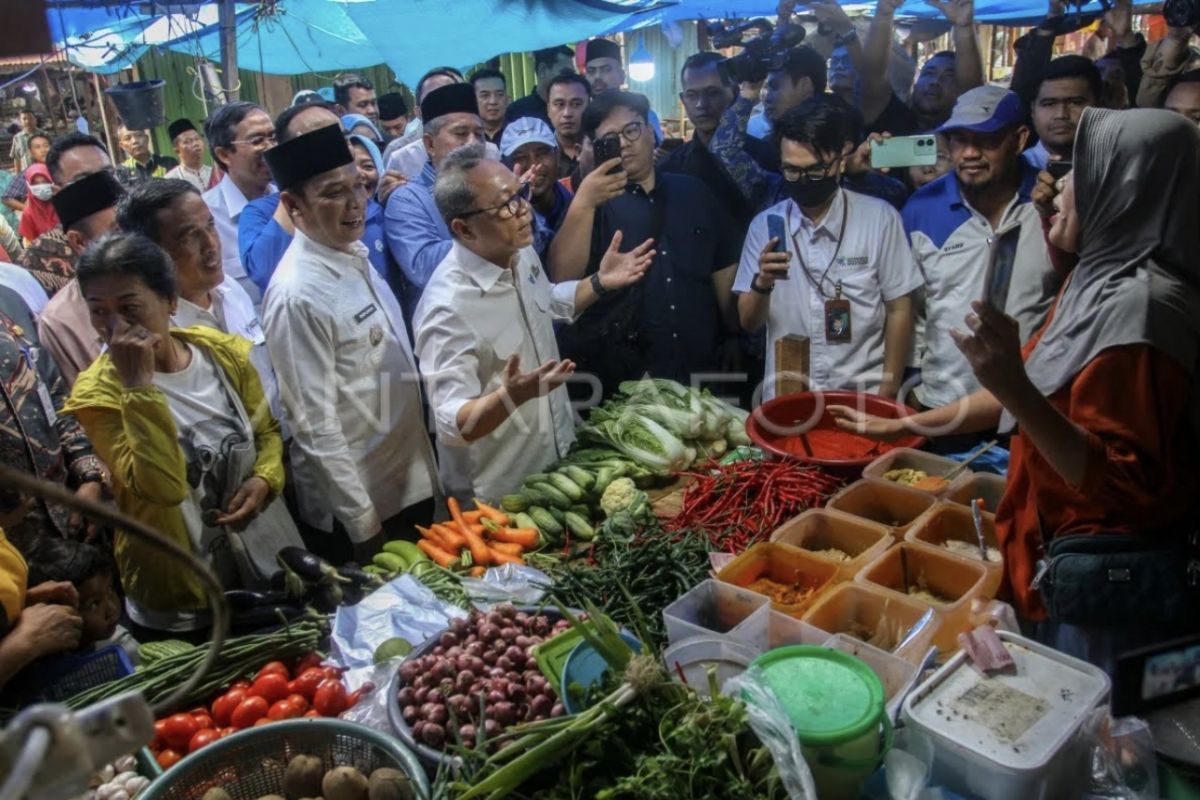 Zulkifli Hasan tinjau harga bahan pokok di Pasar Palapa Pekanbaru