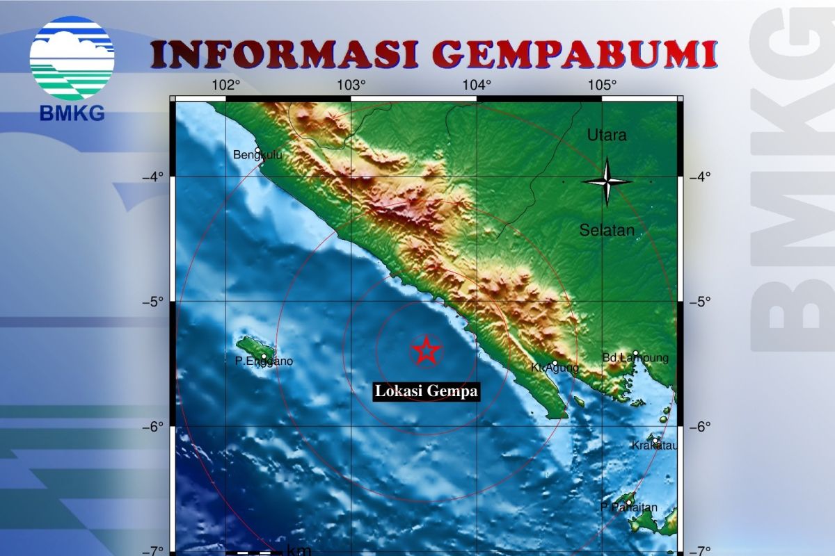 Gempa bumi magnitudo 4,9 guncang Pesisir Barat Lampung