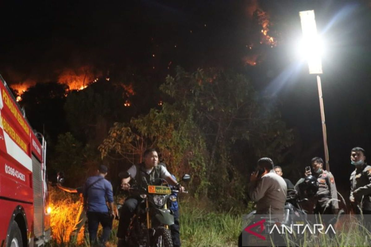 Petugas padamkan api di beberapa titik kebakaran Gunung Jayanti