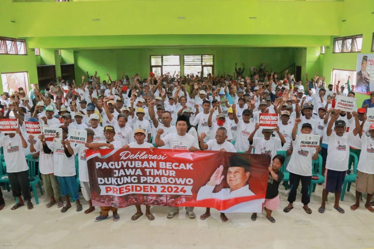 Ratusan tukang becak Jatim deklarasi dukung Prabowo di Pilpres 2024