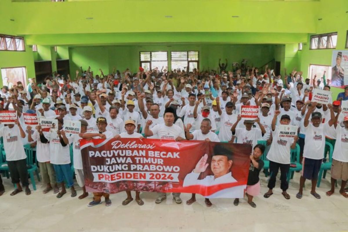Paguyuban becak Jatim deklarasi dukung Prabowo di Pilpres 2024