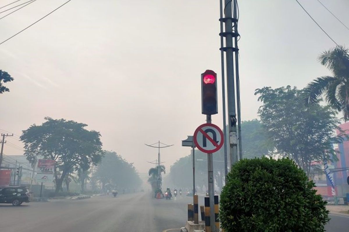 Kabut asap dampak dari karhutla selimuti Kota Banjarmasin