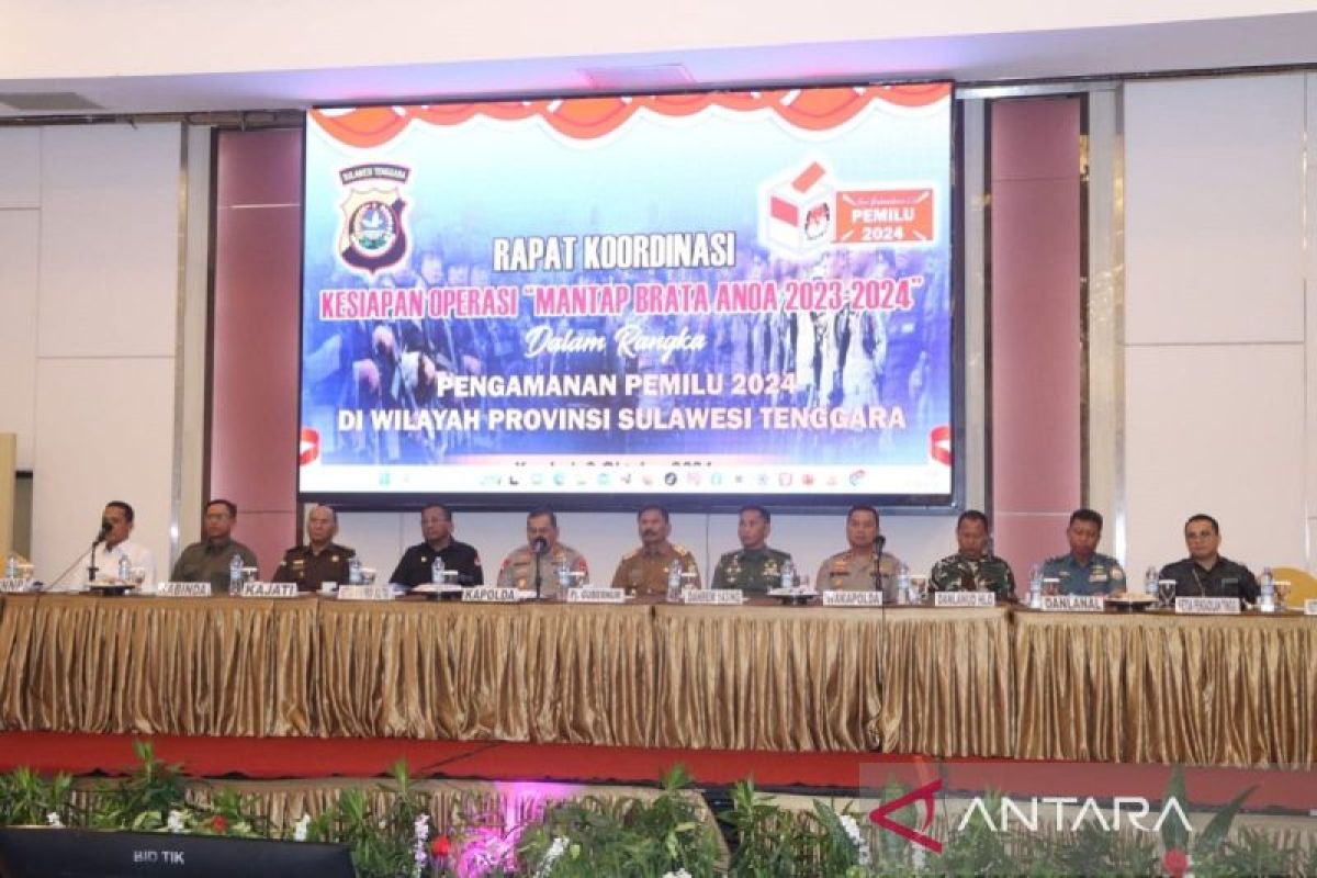 Rakor Mantap Brata Polda Sulawesi Tenggara bahas antisipasi kerawanan Pemilu 2024