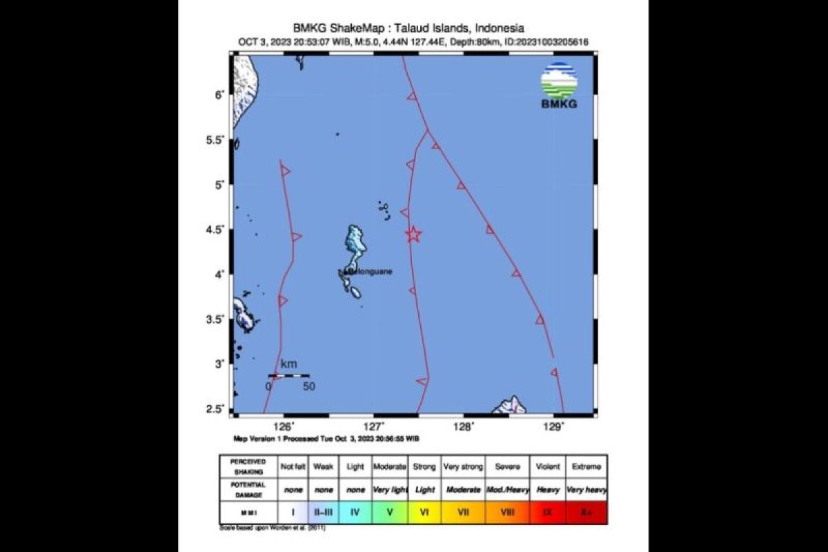 Gempa M5,0 guncang wilayah Kep Talaud dipicu deformasi batuan dalam