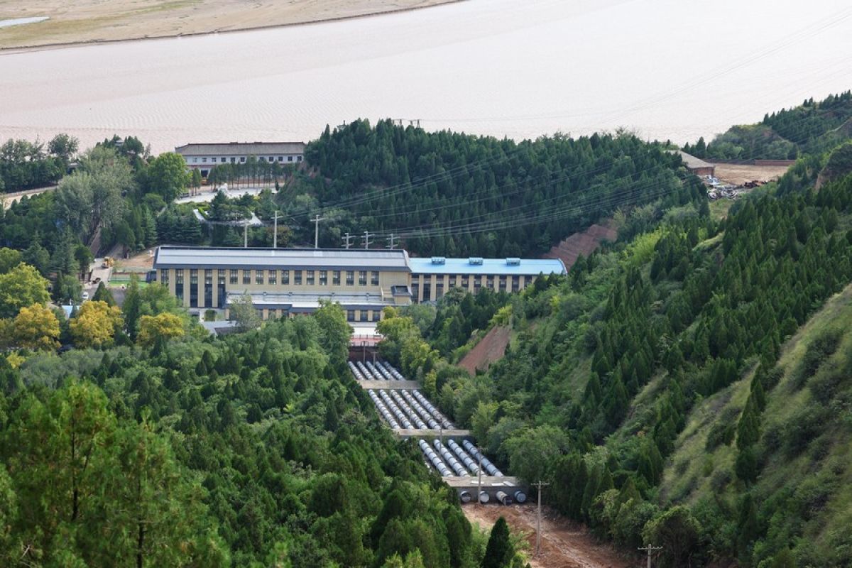 Potret proyek pemompaan air di sepanjang Sungai Kuning, China