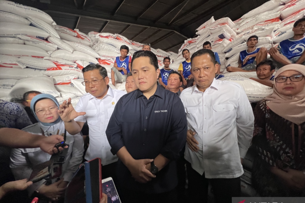 Menteri BUMN Erick Thohir tegaskan komitmen pemerintah berantas penimbun beras