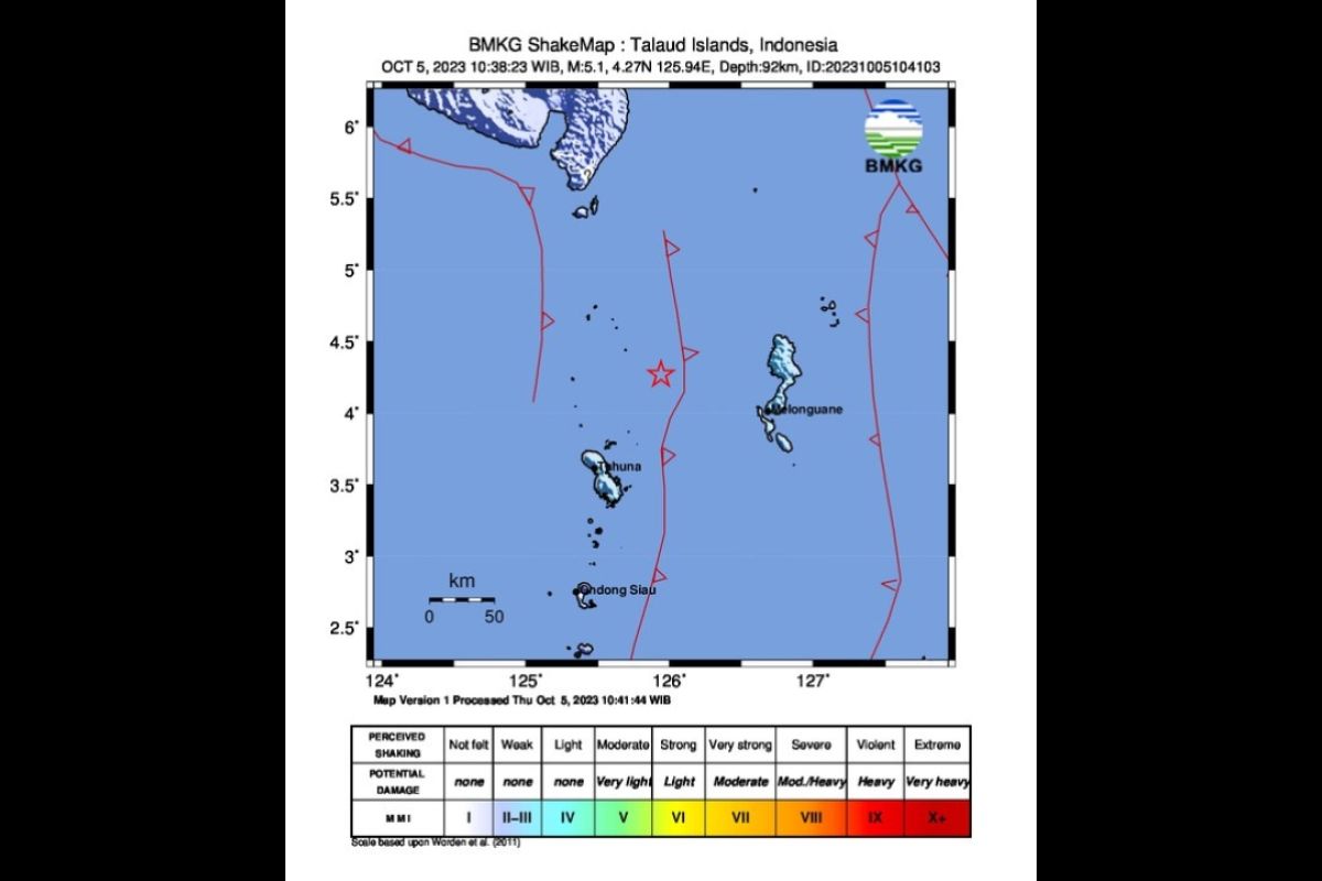 Gempa M5,1 guncang wilayah Kepulauan Sangihe