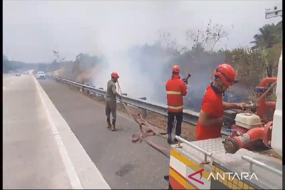 Damkar Lampung Selatan berhasil padamkan kebakaran lahan di tol km 54