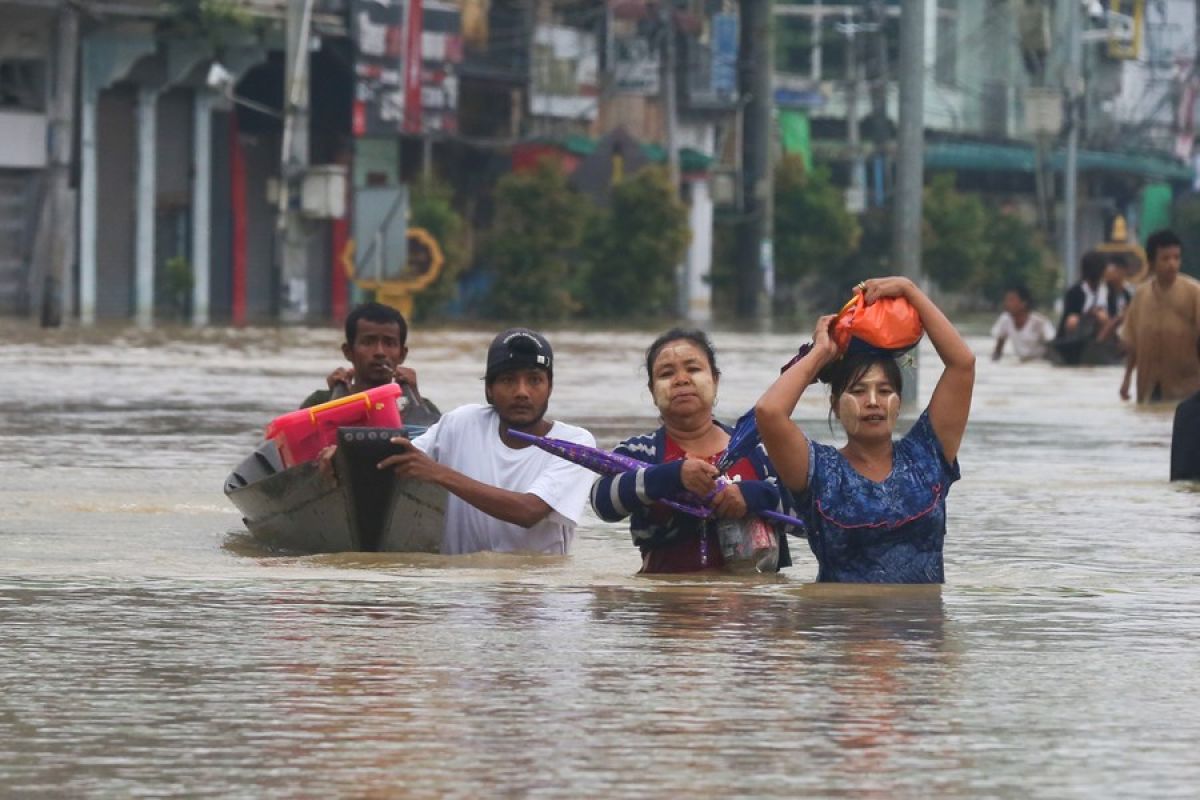Banjir di Bago, Myanmar sebablam  lebih dari 27.000 orang mengungsi