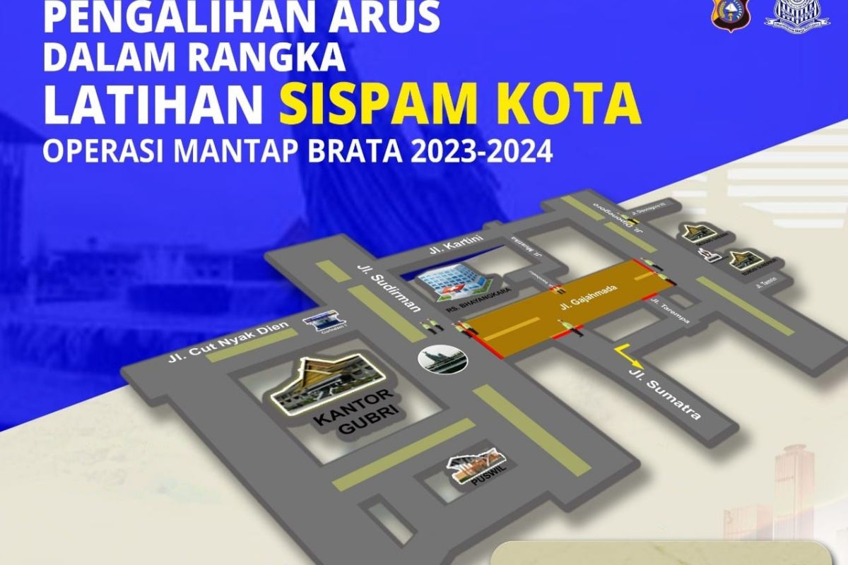 Simulasi pengamanan pemilu 2024, jalan di Pekanbaru ini ditutup sementara