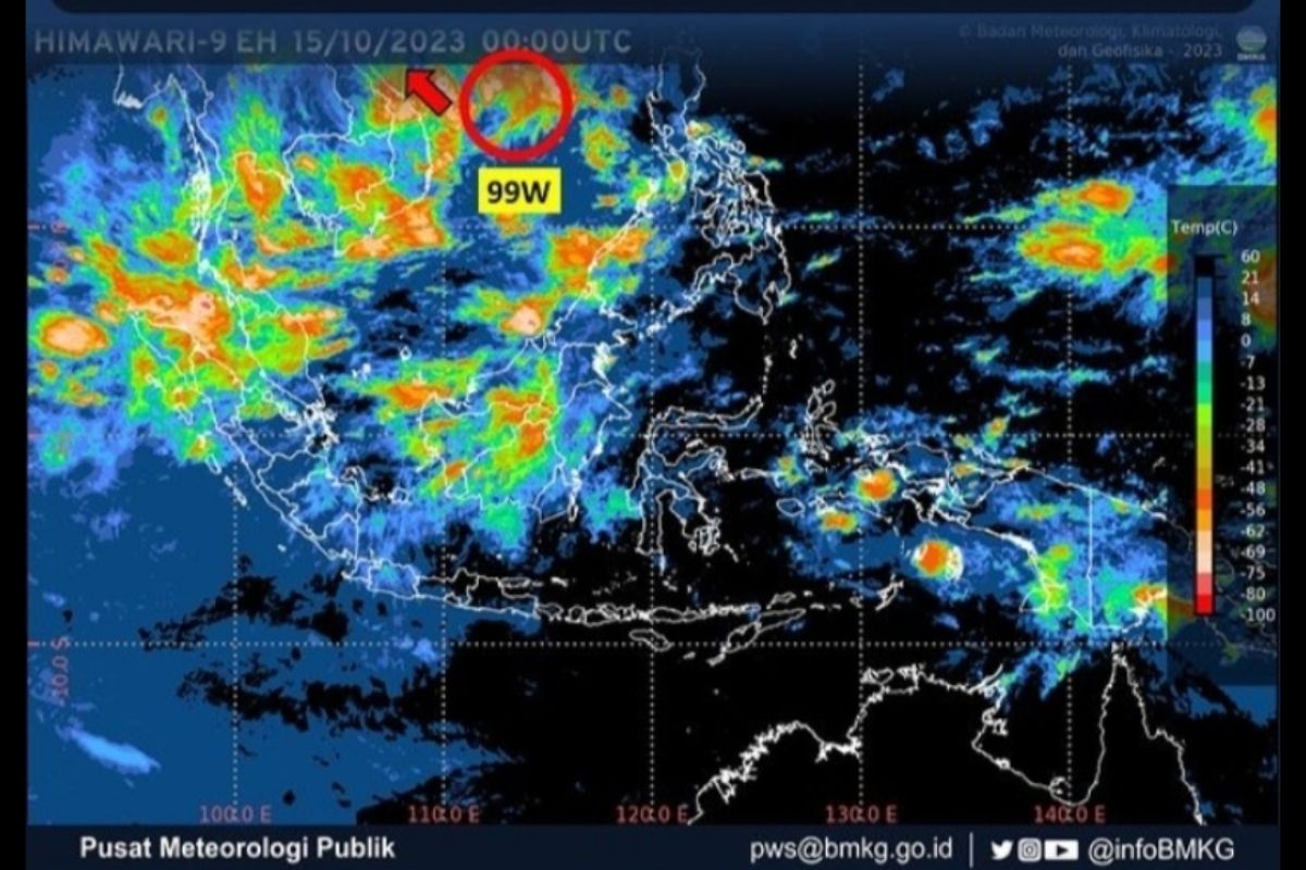 Bibit siklon 99W berpotensi pengaruhi cuaca di Indonesia