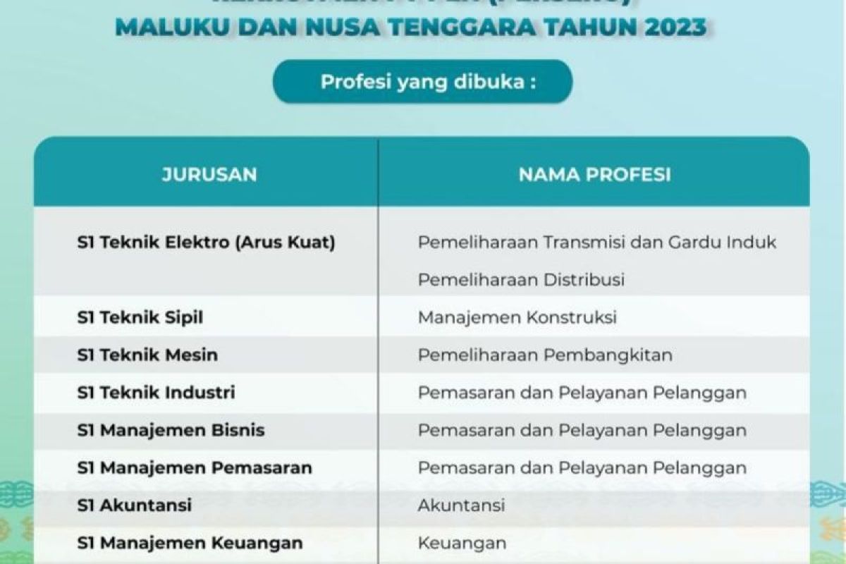 PLN buka lowongan besar-besaran bagi anak muda Maluku, Maluku Utara dan Nusa Tenggara, ini syaratnya