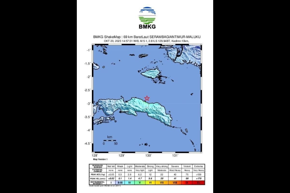 Gempa Magnitudo 5,1 wilayah Seram, Maluku dipicu subduksi Seram Utara
