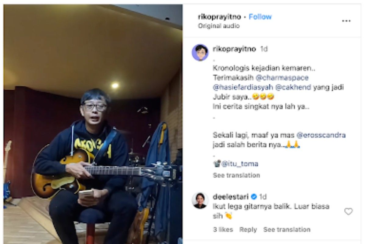 Gitar sempat hilang disangka milik Eross  SO7, cek klarifikasinya