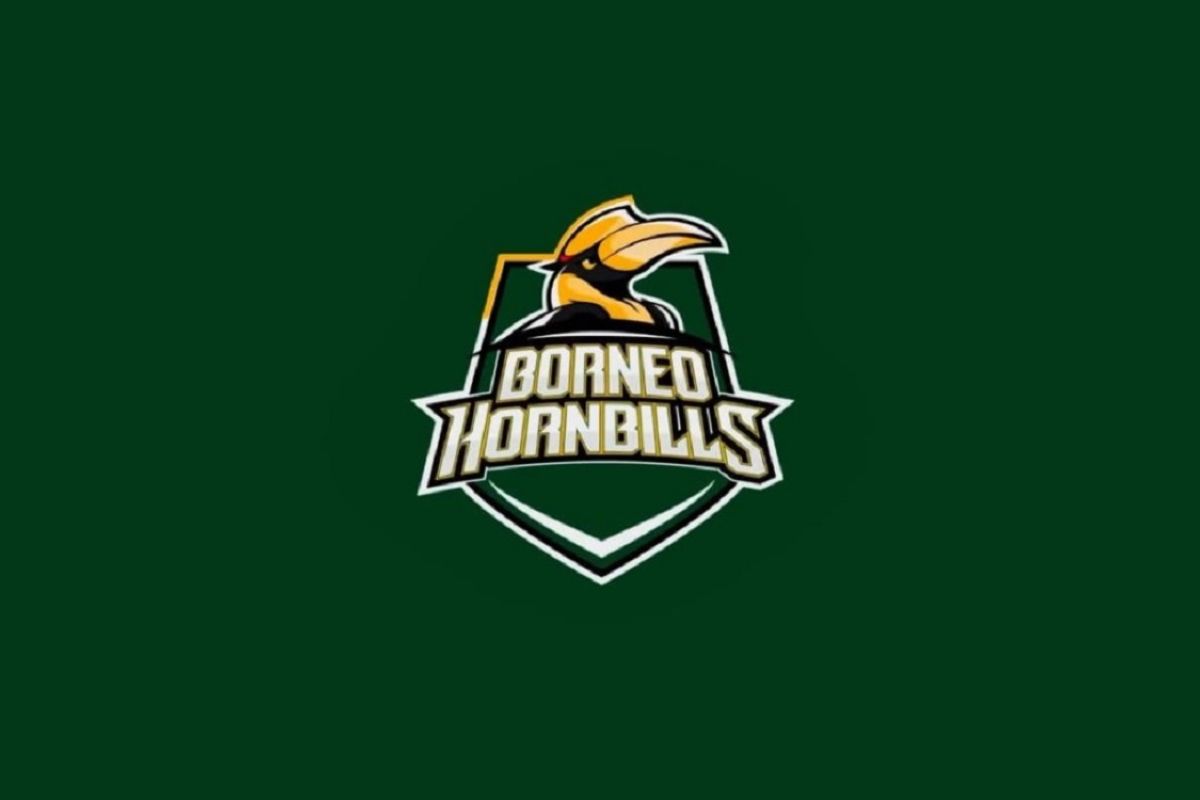 Burung enggang di logo Borneo Hornbills gemakan tim basket Kalimantan