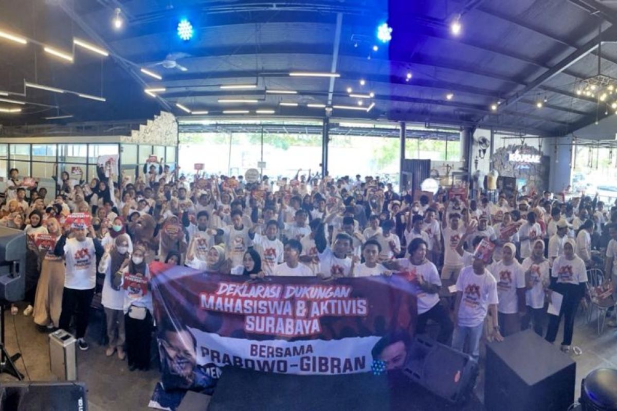 Ribuan mahasiswa dan aktivis se-Jatim deklarasi dukung Prabowo-Gibran