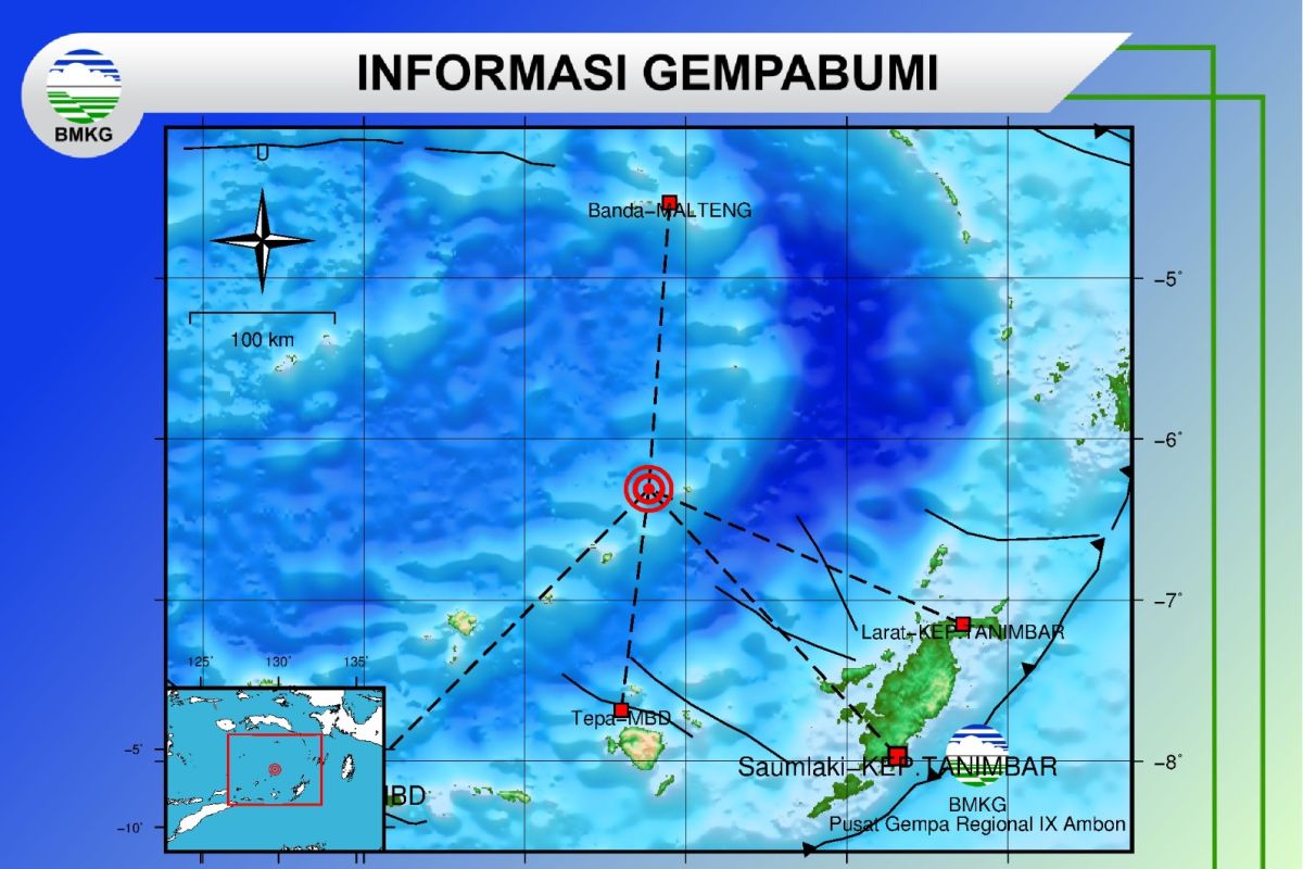Gempa magnitudo 7,2 guncang Tepa MBD dirasakan hingga Ambon