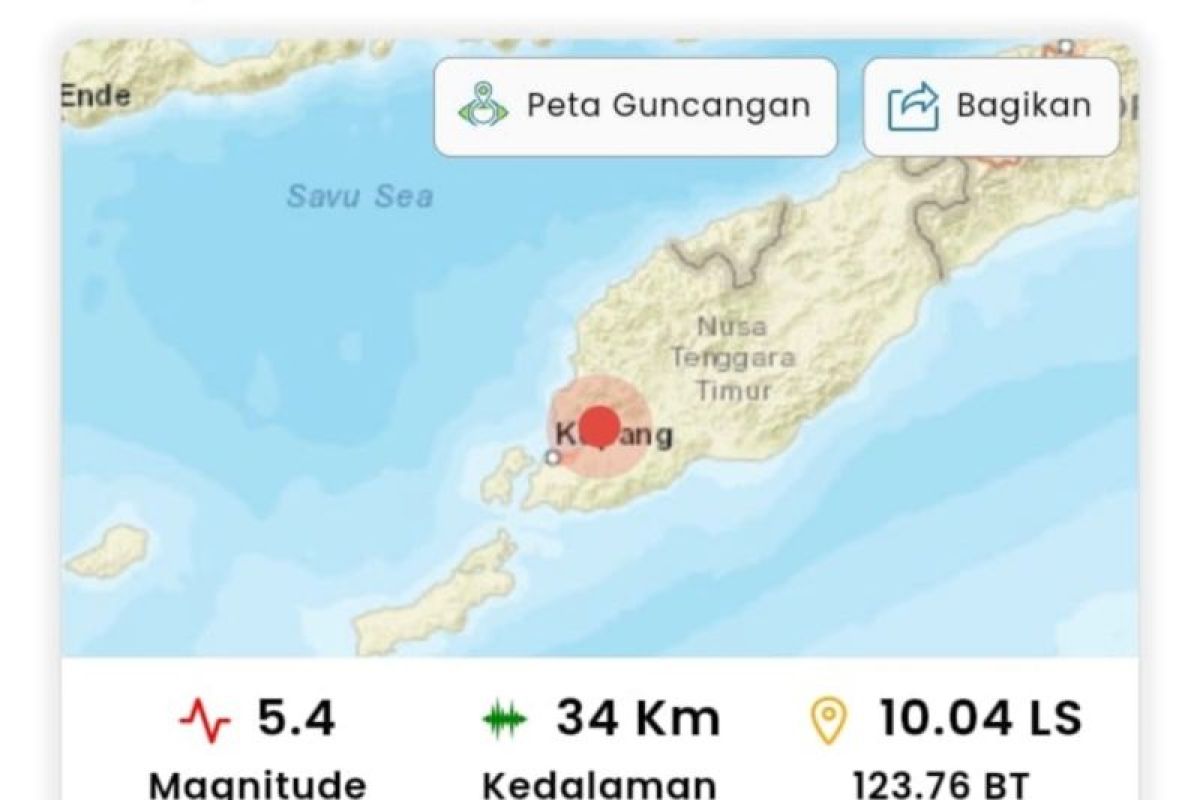 Gempa Magnitudo 5.4 guncang Kupang