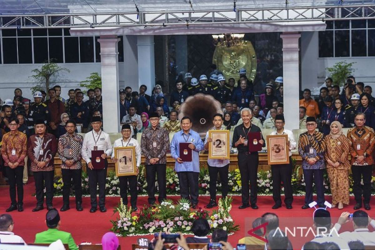 KPU: Anies nomor urut 1, Prabowo 2, Ganjar nomor 3