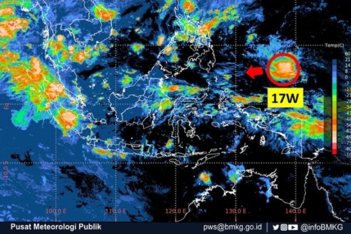 BMKG deteksi bibit siklon 17W di Samudera Pasifik Barat, utara Papua