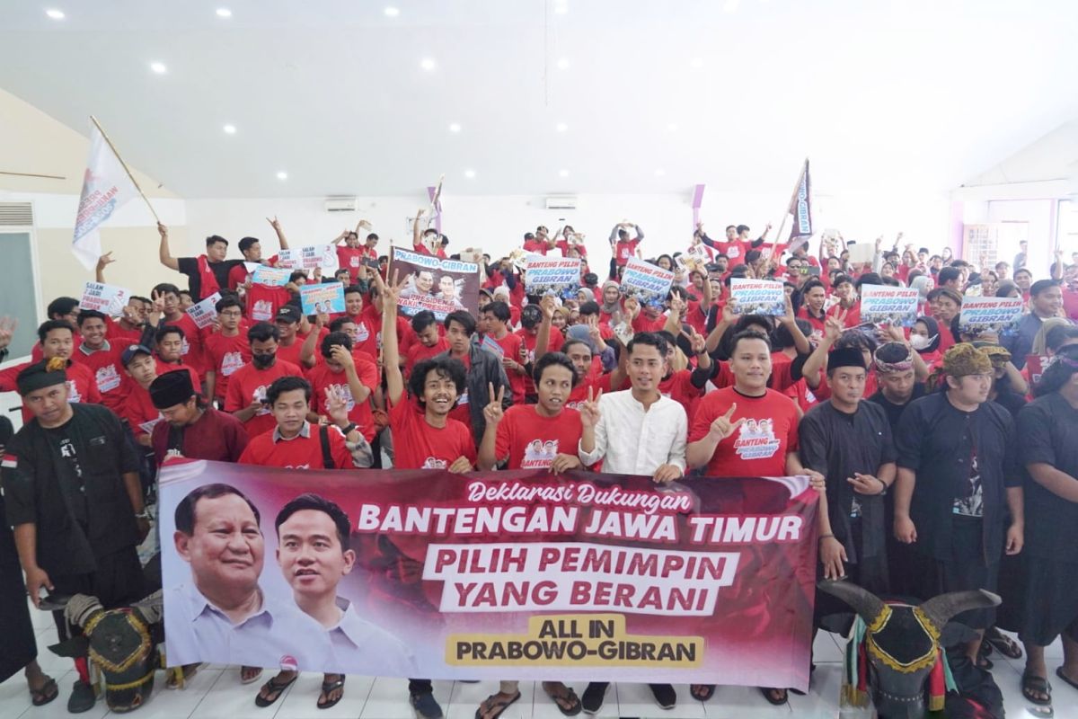 Ratusan seniman Bantengan Jatim deklarasi dukung Prabowo-Gibran