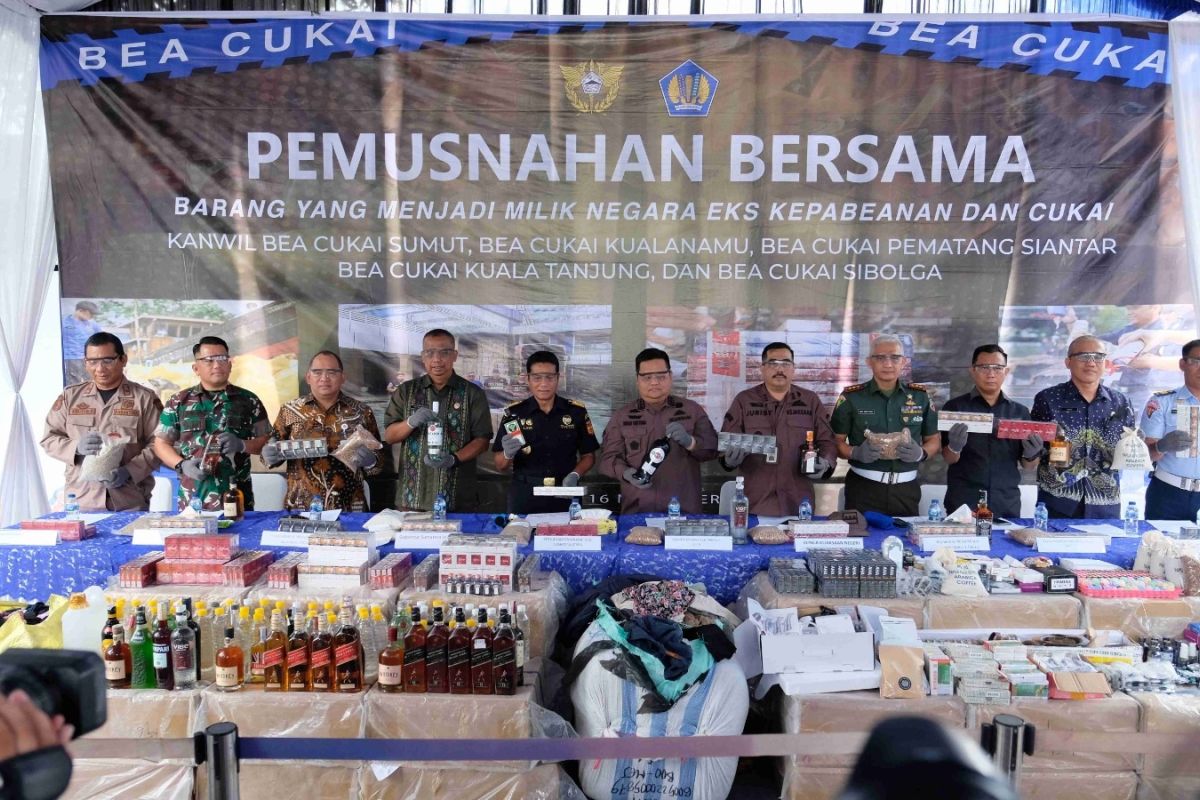 Bea Cukai di Sumatera Utara Musnahkan Barang Hasil Penindakan Senilai Rp2,3 Miliar