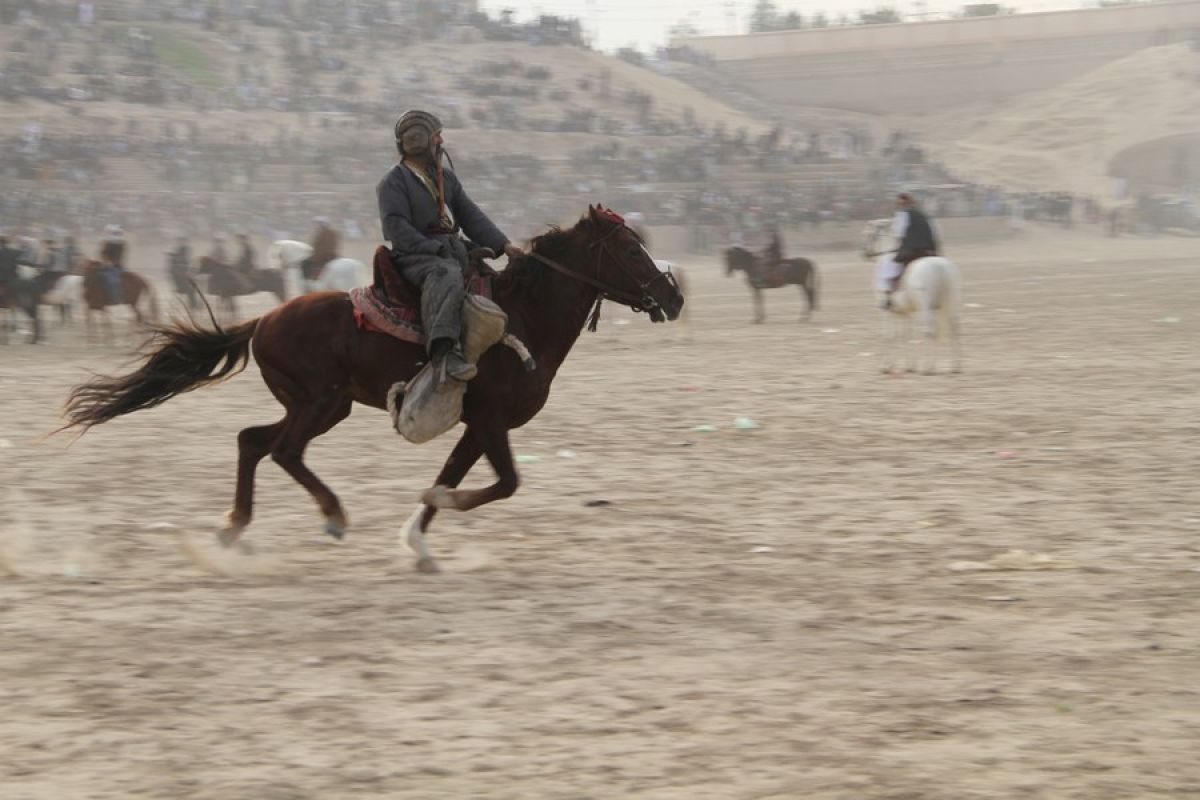 Mengintip keseruan permainan menangkap kambing di Kunduz, Afghanistan