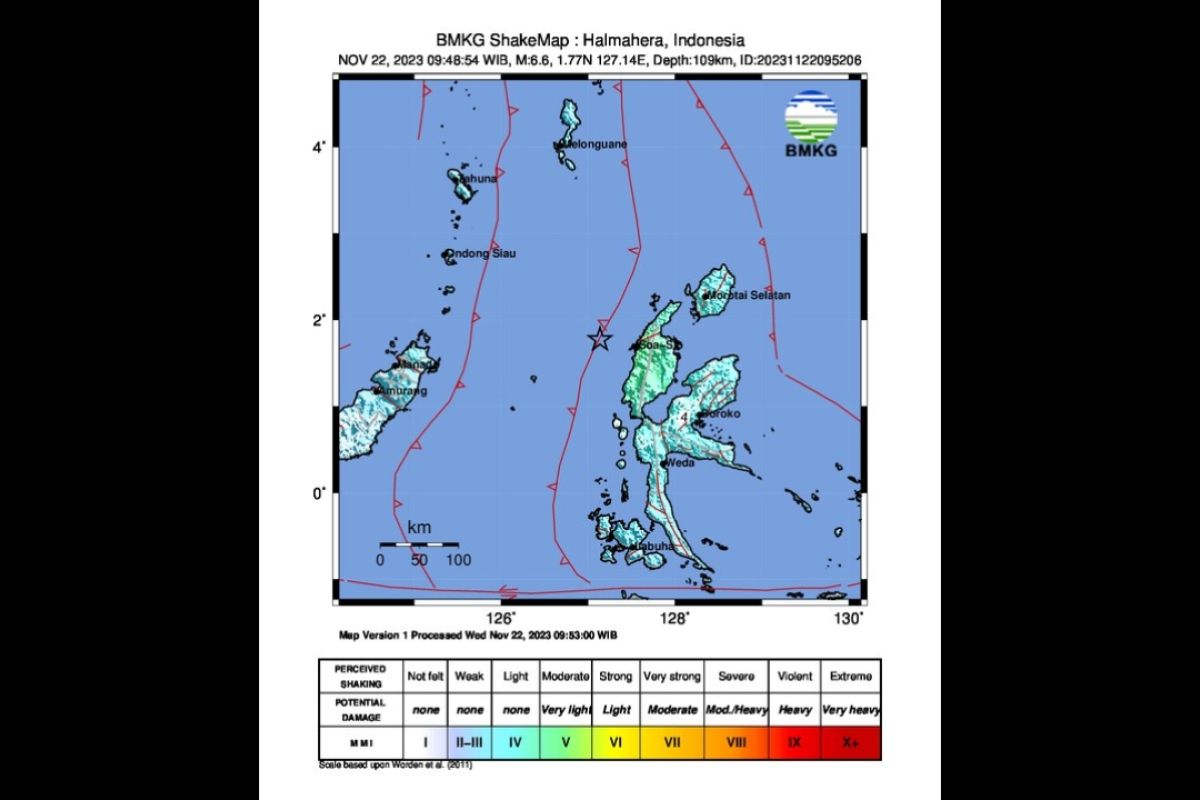 BMKG:  Gempa M6,6 guncang barat laut Halmahera Barat