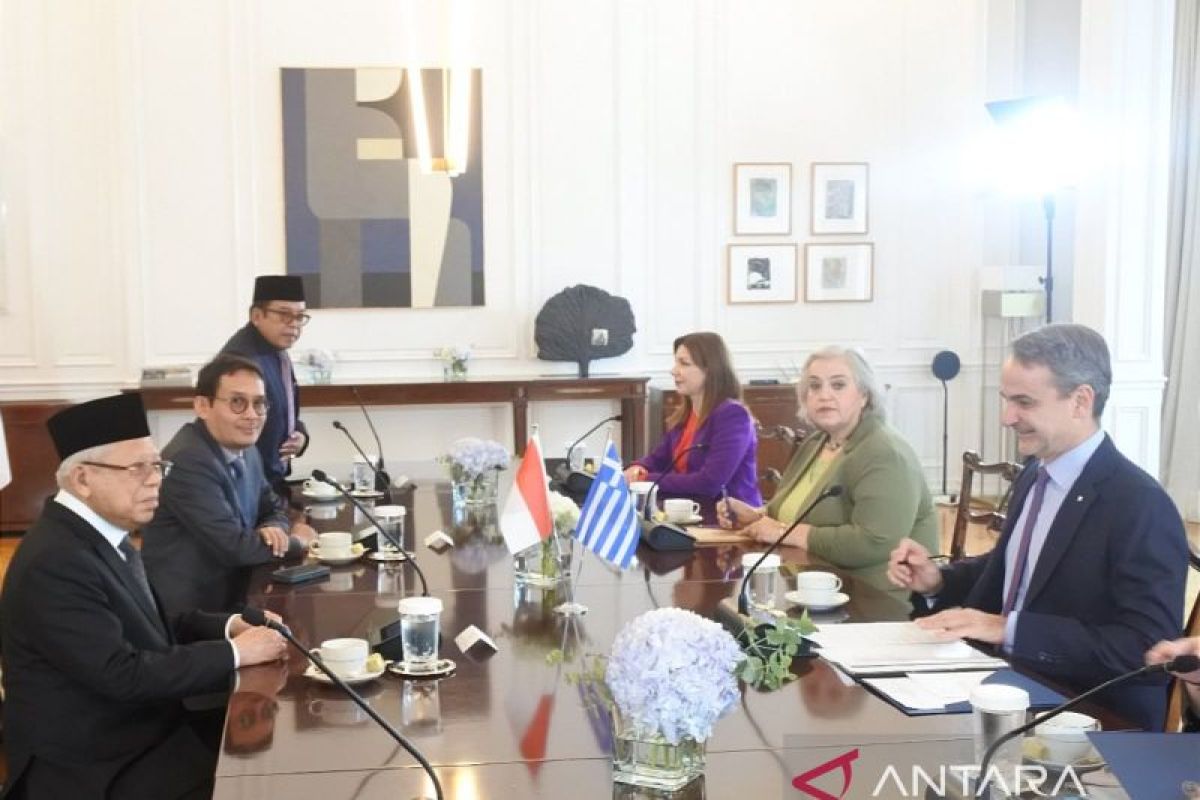 Ma'ruf Amin bertemu dengan PM Yunani Kyriakos Mitsotakis