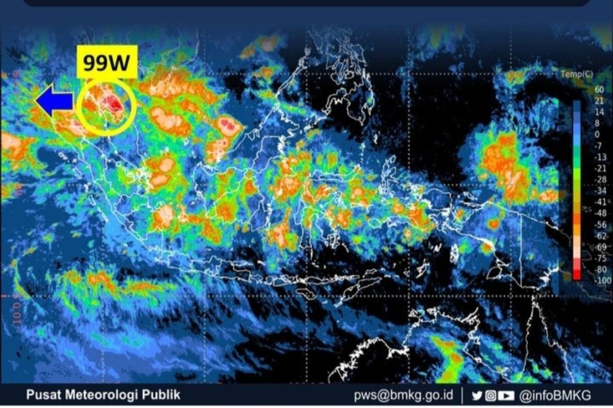 Bibit siklon 99W berpotensi datangkan hujan di Aceh dan Sumatera Utara