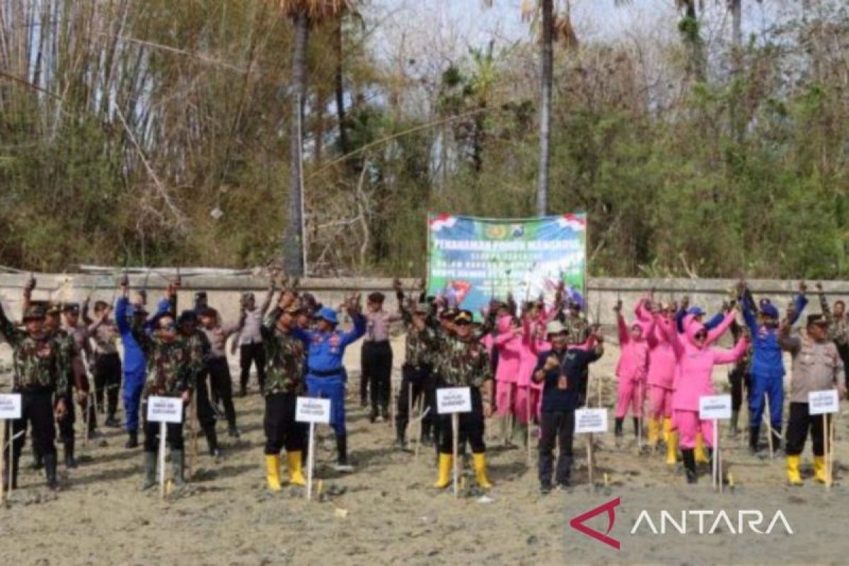 Polres Sumenep tanam 1.000 pohon mangrove di Pantai Kundang Wetan