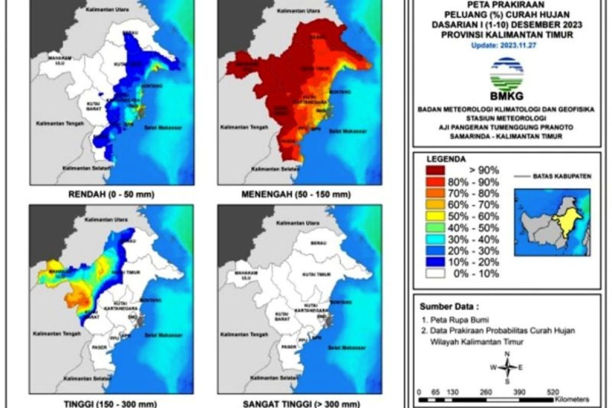 BMKG: Wilayah Kaltim mayoritas hujan sampai 10 Desember