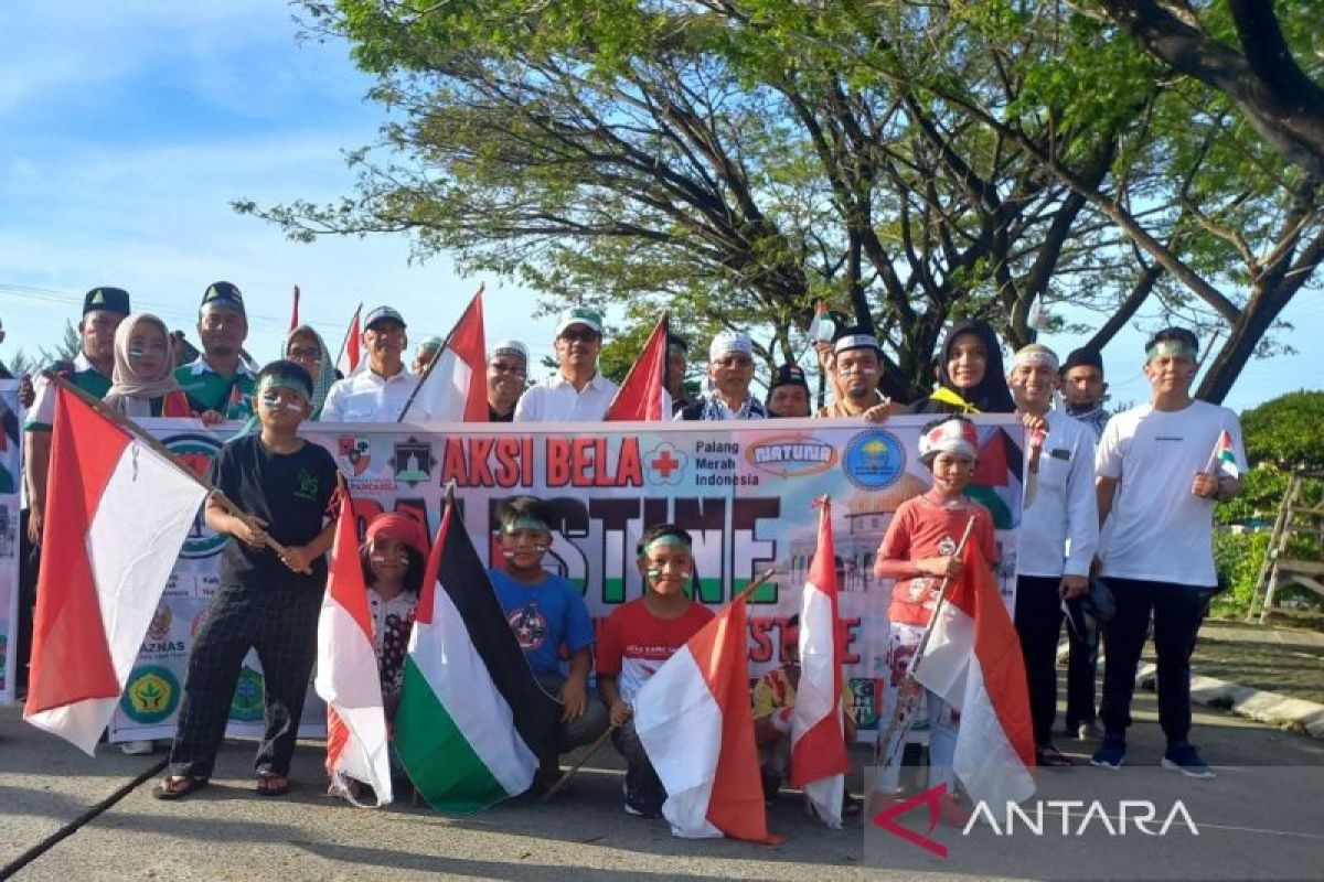 Ratusan relawan lintas agama aksi damai bela Palestina di Natuna