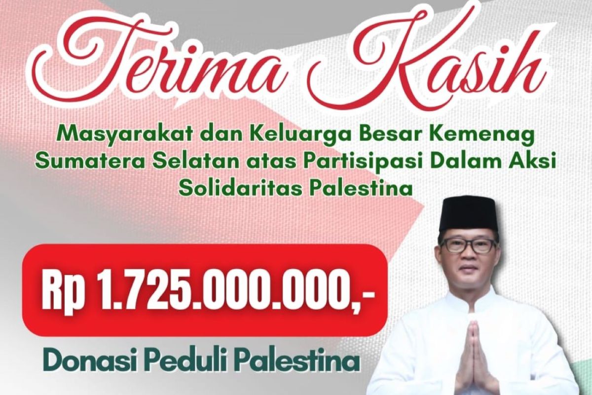 Kemenag Sumsel himpun donasi Rp1,72 miliar untuk Palestina