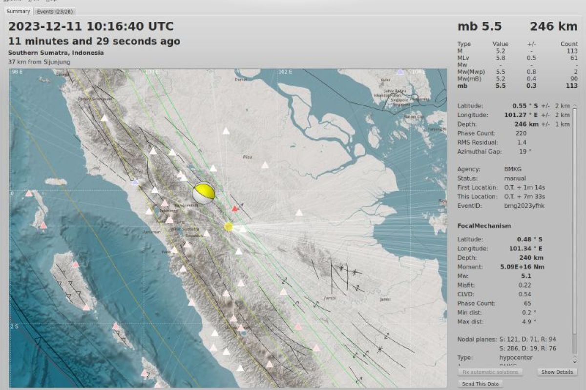 Gempa menengah M5,5 terjadi di wilayah Kuantan Singingi, Riau