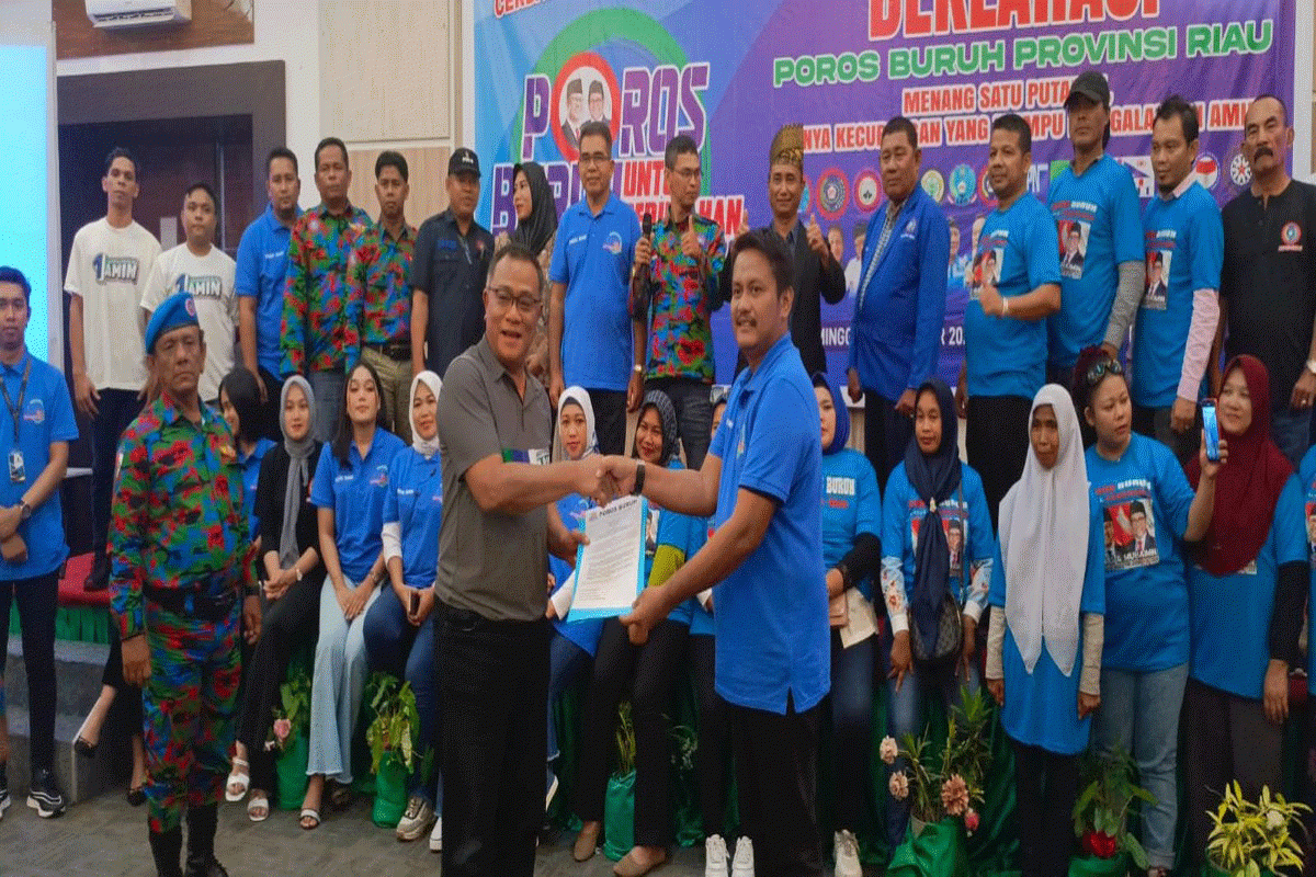 Poros Buruh untuk perubahan di Riau pastikan kemenangan pasangan AMIN