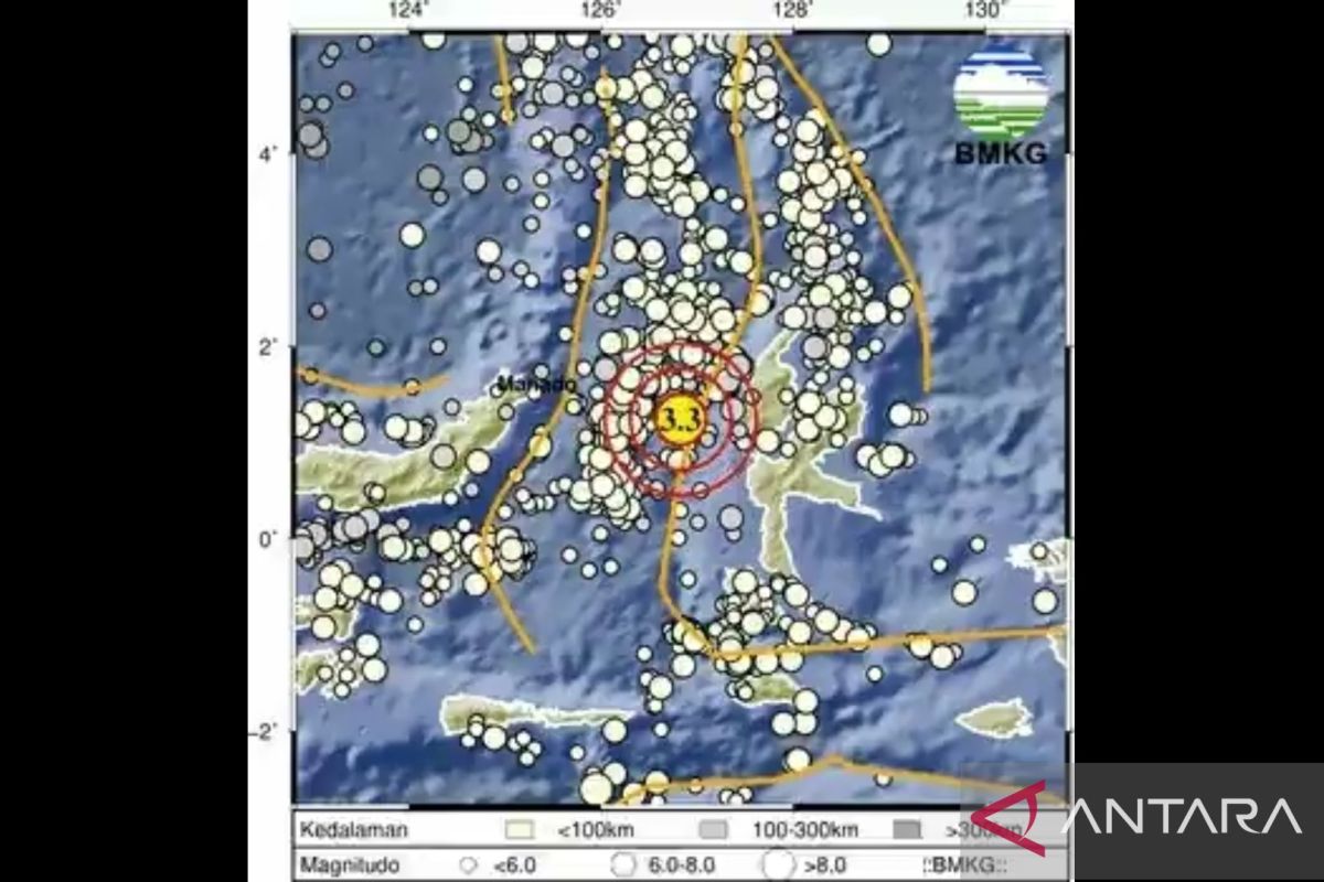 Gempa bumi M 3,3 di Barat Laut Jailolo Maluku Utara