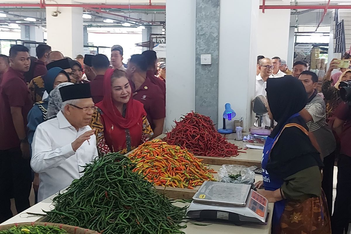 VP Ma'ruf Amin reviews essential goods prices at Johar Baru Market