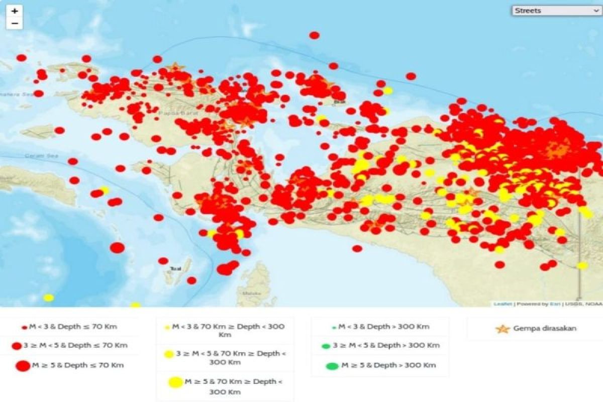 BBMKG Wilayah Jayapura mencatat gempa bumi sebanyak 4.674 kejadian pada 2023