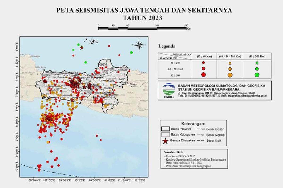 BMKG: 601 kejadian gempa di Jawa Tengah pada 2023