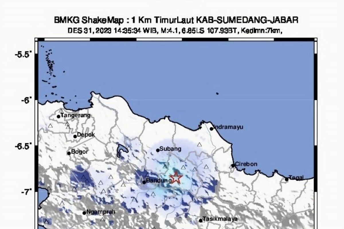 Gempa dangkal guncang wilayah Sumedang jelang Tahun Baru 2024