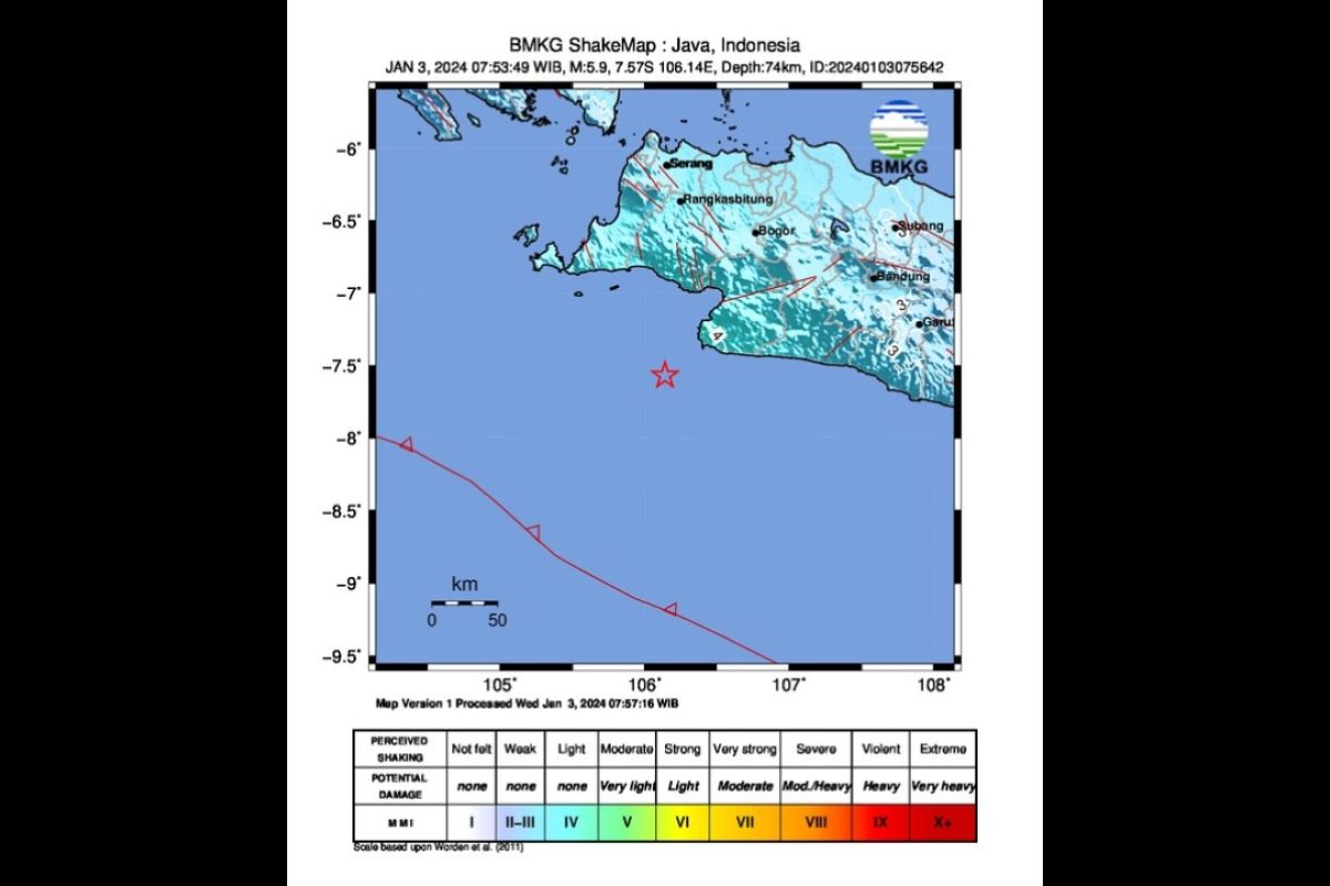Deformasi Lempeng Indo-Australia picu gempa M5,9 selatan Jabar