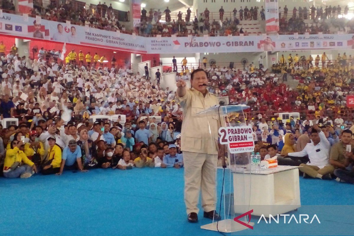 Prabowo hadiri konsolidasi partai di Medan pada hari ke-47 kampanye