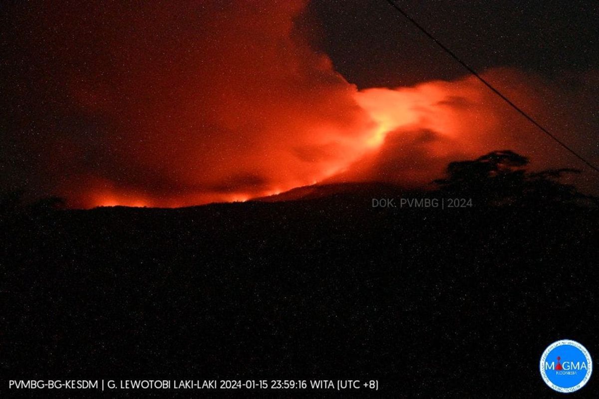 Jarak luncur lava erupsi Lewotobi tiga km